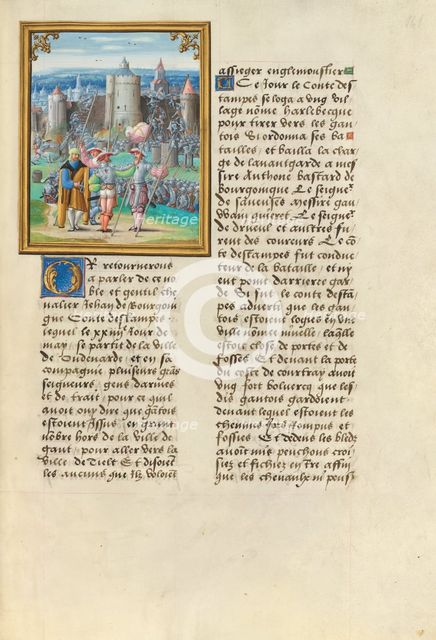 The Taking of Nevele; Livre des faits de Jacques de Lalaing, about 1530. Creator: Master of the Getty Lalaing.