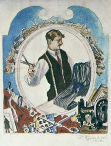 The Tailor 1918. Artist: Boris Mikhajlovich Kustodiev