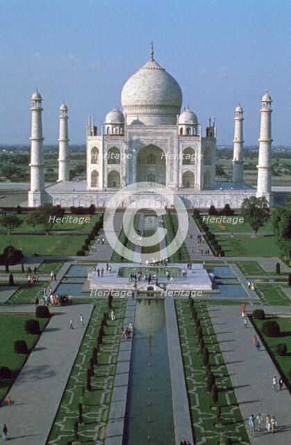 The Taj Mahal, from the top of the entrance gate, Agra, India. Artist: Unknown