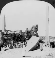 The tallest obelisk in Egypt, in the temple at Karnak, Thebes, Egypt 1905.Artist: Underwood & Underwood