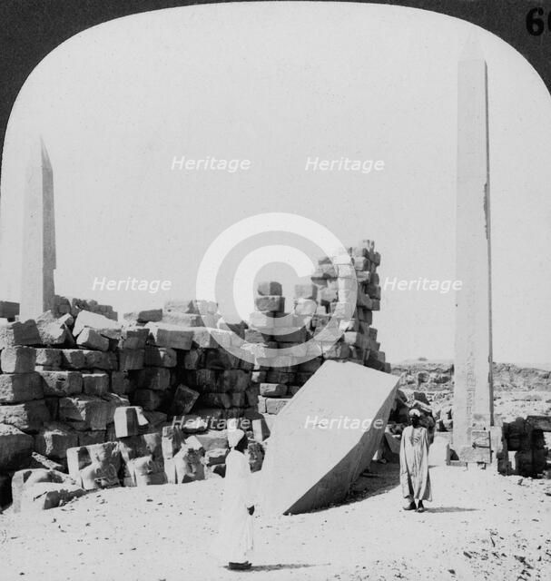 'The tallest obelisk in Egypt, in the temple at Karnak, Thebes, Egypt', 1905.Artist: Underwood & Underwood
