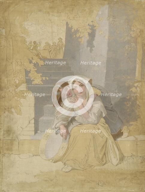 'The tamborine', 1820-1885. Artist: Penry Williams.