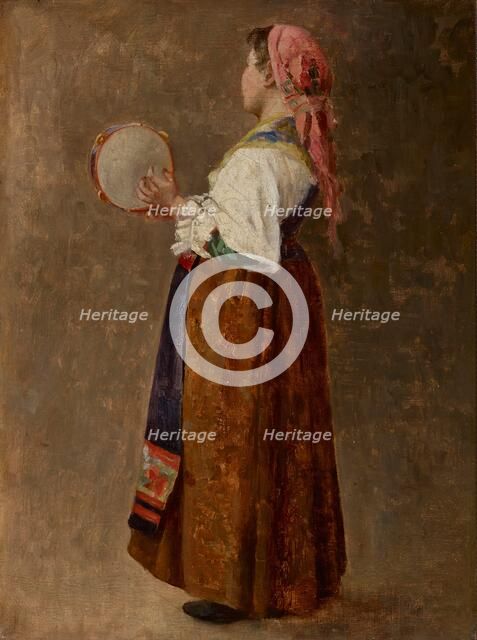 The Tambourine Girl, late 19th-early 20th century. Creator: Margaret A. Rudisill.