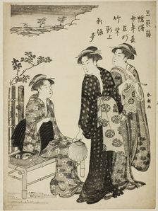 The Tanabata Festival, from the series "Amusements of the Five Festival Days (Gosetsu..., c. 1790. Creator: Katsukawa Shuncho