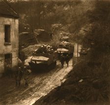 The tanks reassemble after battle; Journey of the rear guard, 1917. Creator: Unknown