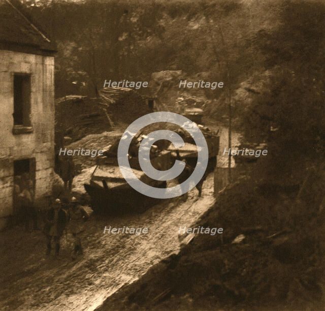 The tanks reassemble after battle; Journey of the rear guard, 1917. Creator: Unknown.