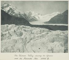 The Tasman Valley showing the Glacier and the Minarette Mts. 10,003 ft, 1920s. Creator: Harry Moult