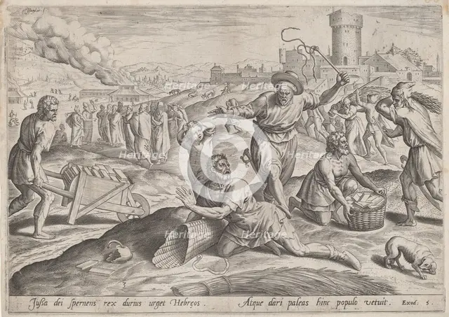 The Taskmaster of the Pharaoh Beating the Israelites, c.1585. Creator: Johann Sadeler I.