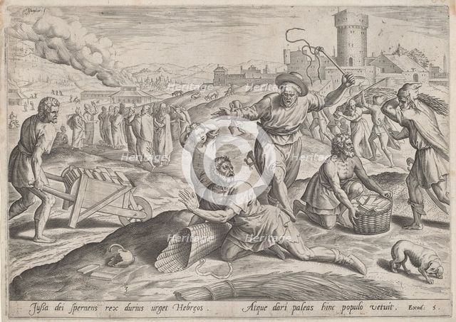 The Taskmaster of the Pharaoh Beating the Israelites, c.1585. Creator: Johann Sadeler I.