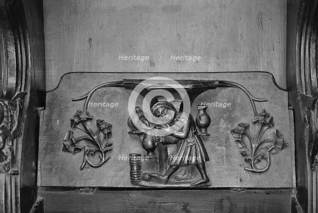'The Tapster', a misericord in St Laurence's church, Ludlow, Shropshire, 1966. Artist: Laurence Goldman