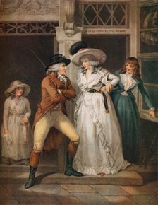 The Tavern Door, Laetitia Deserted by her Seducer is Thrown on the Town 1789. Artist: John Raphael Smith