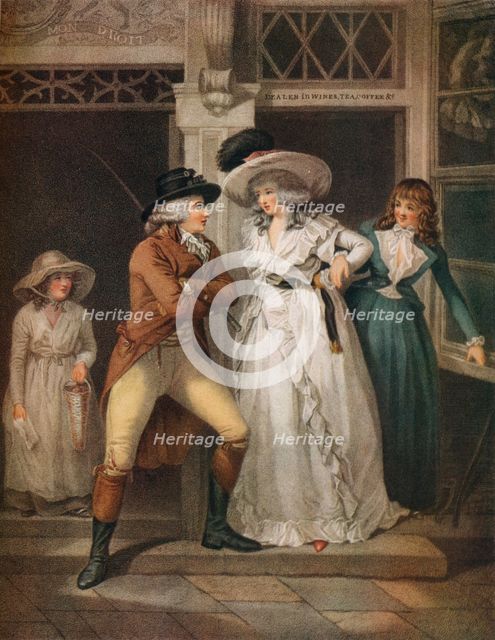 'The Tavern Door, Laetitia Deserted by her Seducer is Thrown on the Town', 1789. Artist: John Raphael Smith.