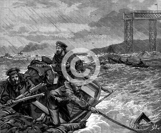 The Tay Bridge Disaster: boats assisting in the search, 1880. Creator: Unknown.
