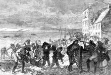 The Tay Bridge Disaster: pieces of wreck cast up on the beach at Broughty Ferry, 1880. Creator: Unknown