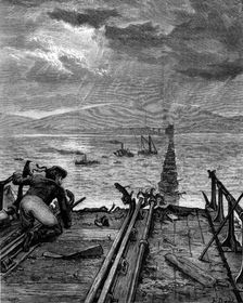 The Tay Bridge Disaster: view of the broken bridge from the north end, 1880. Creator: W. I. Mosses