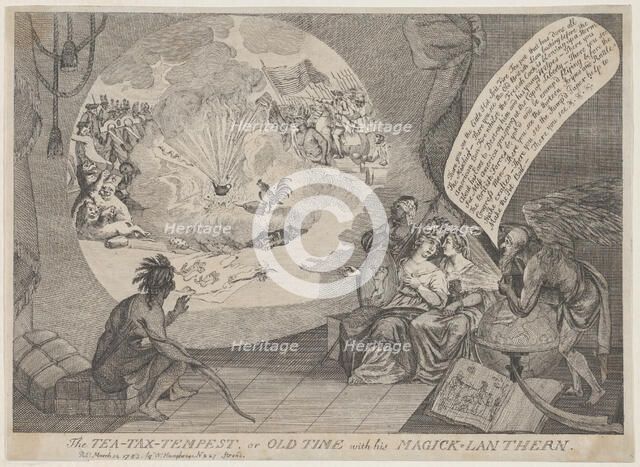 The Tea-Tax-Tempest, or Old Time with his Magick Lanthern, March 12, 1783., March 12, 1783. Creator: Anon.