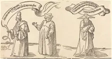 The Teacher, the Clergyman, and Providence, probably 1526. Creator: Albrecht Durer