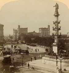 The Tegetthoff Monument, in the Prater-Stern, Vienna, Austria 1898. Creator: Underwood & Underwood