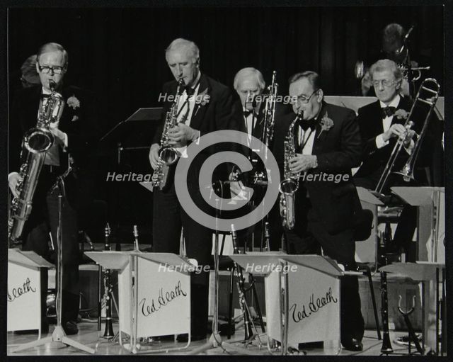 The Ted Heath Orchestra in concert at the Barbican Hall, London, 5 December 1985. Ronnie Chamberlain Artist: Denis Williams