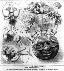 The Telephone. The Music of the Future (not after Wagner). Serenade to Mother Earth 1877. Creator: Unknown