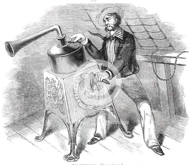 The Telephone; a telegraphic alarum, 1844.  Creator: Unknown.