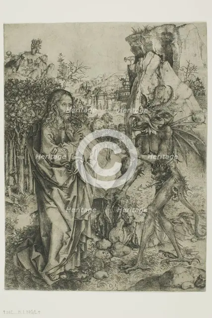 The Temptation of Christ, c. 1475. Creator: Master of the Strache Altar.