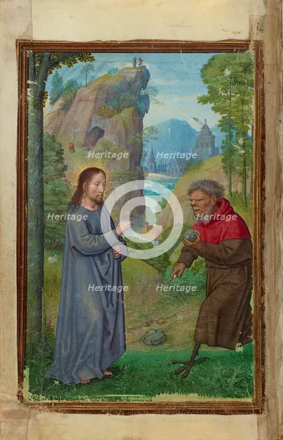 The Temptation of Christ; Prayer Book of Cardinal Albrecht of Brandenburg, about 1525-1530. Creator: Simon Bening.