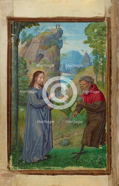 The Temptation of Christ; Prayer Book of Cardinal Albrecht of Brandenburg, about 1525-1530. Creator: Simon Bening.