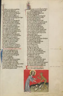 The Temptation of Christ; Weltchronik, about 1400-1410. Creator: Unknown