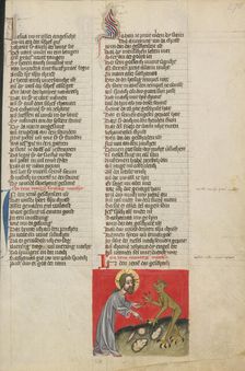 The Temptation of Christ; Weltchronik, about 1400-1410. Creator: Unknown