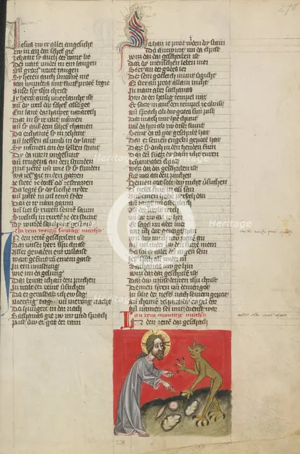 The Temptation of Christ; Weltchronik, about 1400-1410. Creator: Unknown.