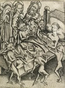 The Temptation of avarice, c15th century. Artist: Master ES