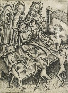 The Temptation of avarice, c15th century. Artist: Master ES