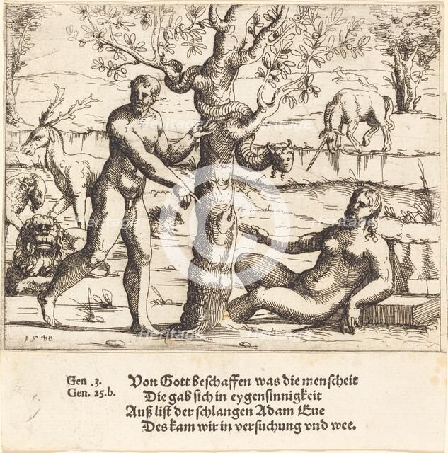 The Temptation of Eve, 1548. Creator: Augustin Hirschvogel.