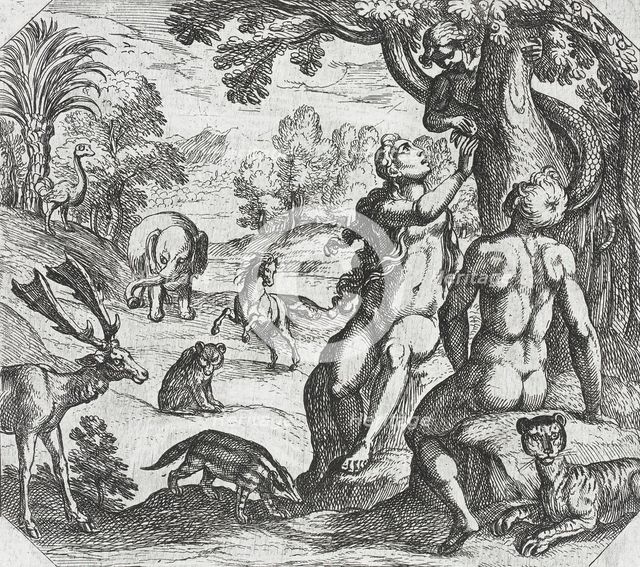 The Temptation of Eve, 16th century. Creator: Antonio Tempesta.