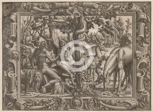 The Temptation of Eve, c. 1545/1547. Creator: Jean Mignon (French).