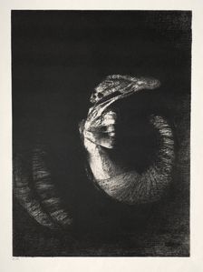 The Temptation of Saint Anthony (First Series): It Is a Skull Wreathed with Roses..., 1888. Creator: Odilon Redon (French, 1840-1916); Becquet (French); Edmond Deman