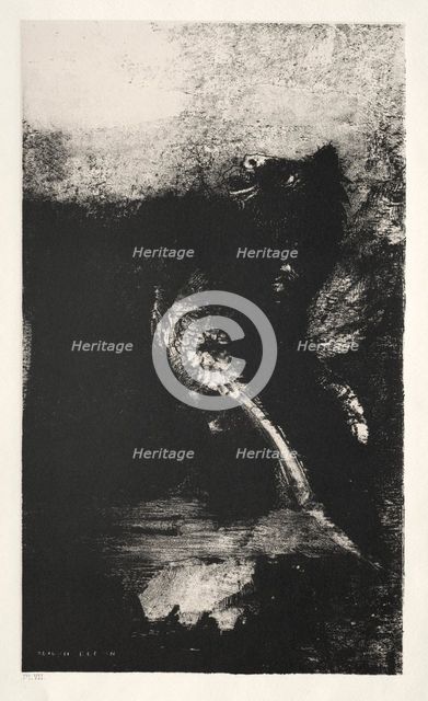 The Temptation of Saint Anthony (First Series): The Chimera with Green Eyes Turns, Bays, 1888. Creator: Odilon Redon (French, 1840-1916); Becquet (French); Edmond Deman.