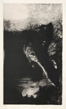 The Temptation of Saint Anthony (First Series): The Chimera with Green Eyes Turns, Bays, 1888. Creator: Odilon Redon (French, 1840-1916); Becquet (French); Edmond Deman