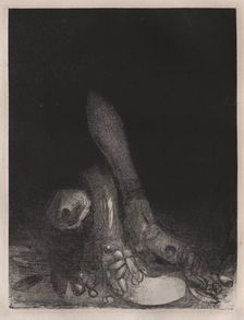 The Temptation of St. Anthony: Flowers Fall and the Head of a Python Appears, 1896. Creator: Odilon Redon (French, 1840-1916); Blanchard