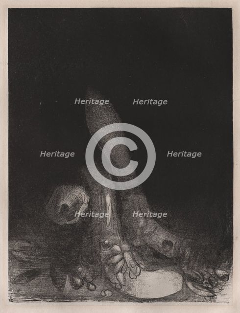 The Temptation of St. Anthony: Flowers Fall and the Head of a Python Appears, 1896. Creator: Odilon Redon (French, 1840-1916); Blanchard.