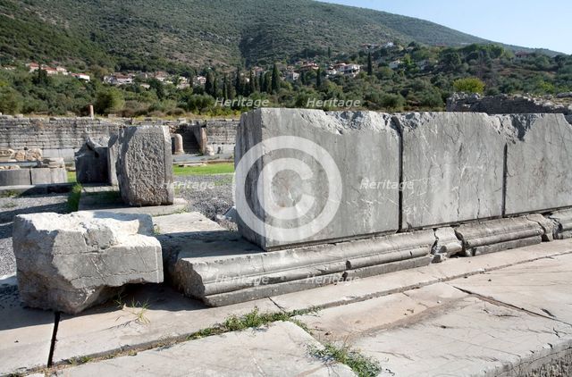 The Temple and Altar of Asklepios, Messene, Greece. Creator: Samuel Magal.