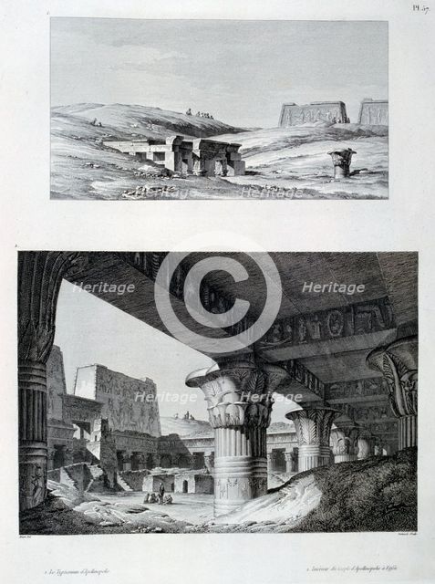 'The Temple and interior of  Apollinopolis at Etfou (Edfu)', Egypt, c1808. Artist: Baltard