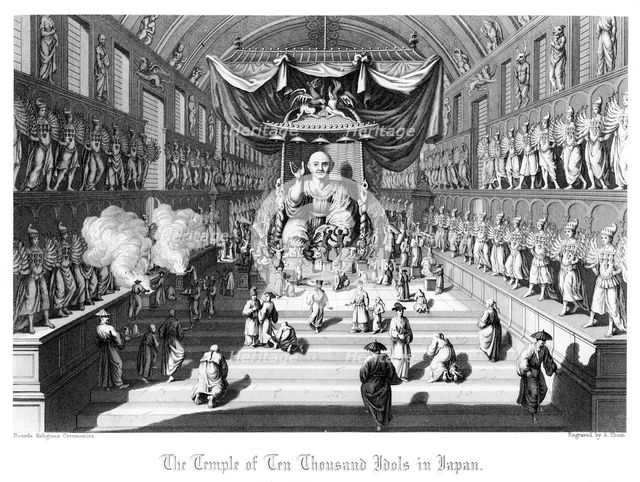 'The Temple of Ten Thousand Idols in Japan', c1860.Artist: A Thom