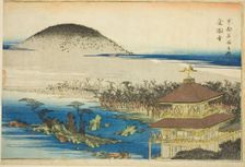 The Temple of the Golden Pavilion (Kinkakuji), from the series "Famous Places in Kyoto...c. 1834. Creator: Ando Hiroshige