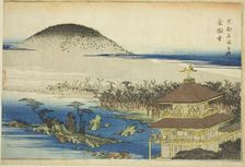 The Temple of the Golden Pavilion (Kinkakuji), from the series "Famous Places in Kyoto...c. 1834. Creator: Ando Hiroshige