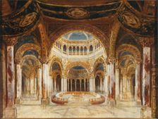 The Temple of the Holy Grail. Set design for opera Parsifal by Richard Wagner, 1882