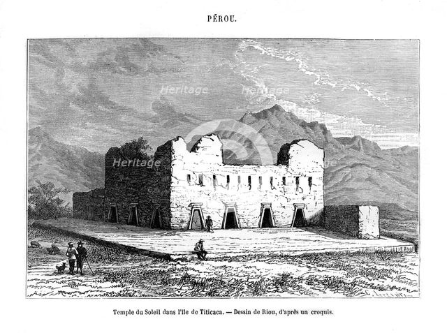 The Temple of the Sun on the island of Titicaca, Peru, 19th century. Artist: Edouard Riou