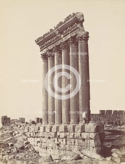 The Temple of the Sun at Baalbec, ca. 1870. Creator: Felix Bonfils.