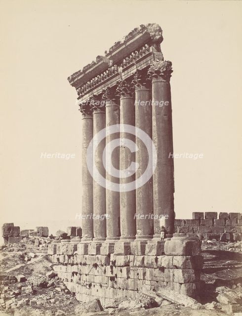 The Temple of the Sun at Baalbec, ca. 1870. Creator: Felix Bonfils.